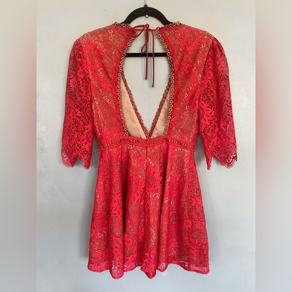 Majorelle Scarlet Red Lace Dress Size M - Picture 4 of 12